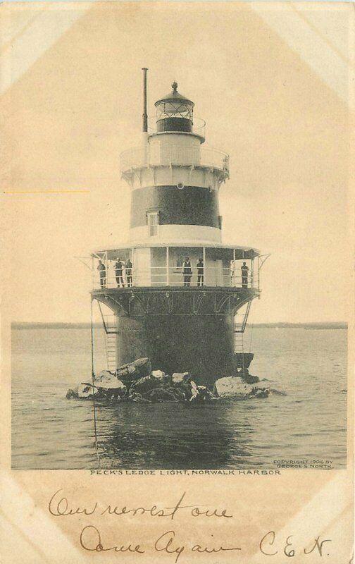 C-1905 Peck's :Ledge Light Norwalk Harbor Connecticut undivided Postcard 11315