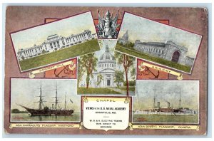 c1910's View Of The US Naval Academy Annapolis Maryland MD Multiview Postcard