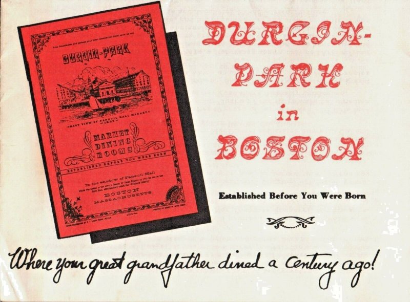 Durgin Park Vintage Restaurant Boston Beanery Colliers Recipe Fold out Book