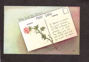 Why Don't You Write Postcard Owen Card Publishing Co Elmira New York