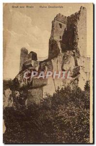 Old Postcard Gruss vom Rhein Ruin Drachenfels