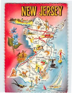Postcard Map of the Garden State New Jersey USA