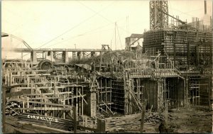 RPPC Chippewa River Dam Powerhouse Construction Cornell WI 1912 Postcard UNP D5