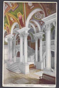 Ca 1905 POST CARD WASH DC LIBRARY OF CONGRESS UPPER STAIRWAY, MINT