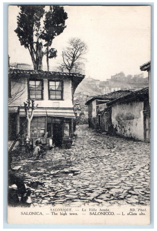 Thessaloniki Greece Postcard The High Town Pathway Buildings c1910 Unposted