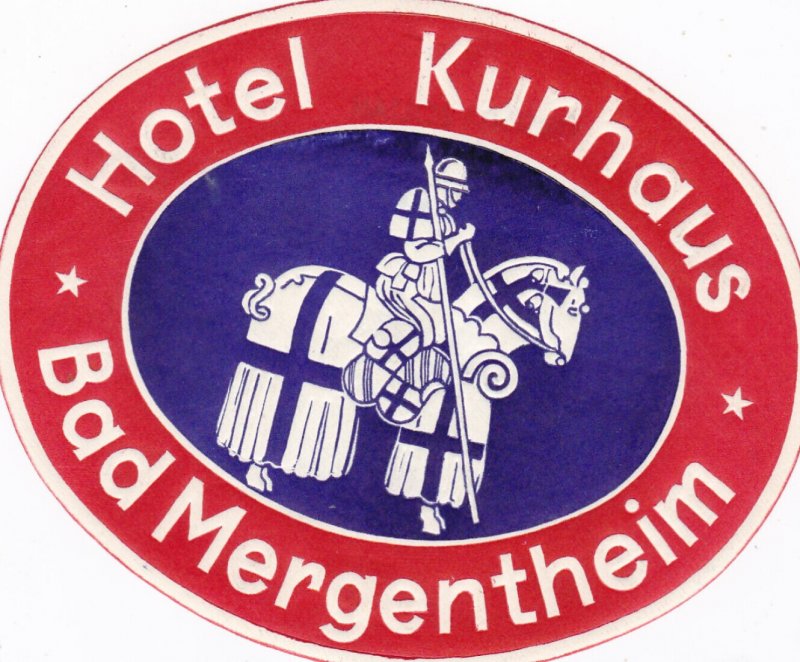 Germany Bad Mergentheim Hotel Kurhaus Vintage Luggage Label sk2594