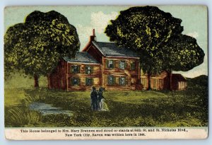 1910 New York City NY Postcard House Belonged Mrs Mary Brennen Stood 84th St