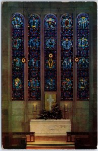 VINTAGE POSTCARD THE GLORY WINDOW AT THE WESTWOOD METHODIST CHURCH L.A. 1950s