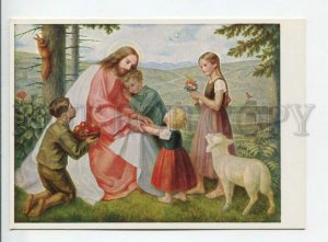 441656 Albert Figel Jesus with children Old Bruckmann german postcard