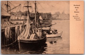 Mackerel Boats In Harbor By Majority Mulford Rensch Fishing Boats Postcard