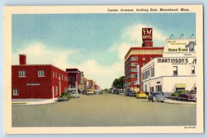 Moorhead Minnesota MN Postcard Center Avenue Looking East c1940 Vintage Antique