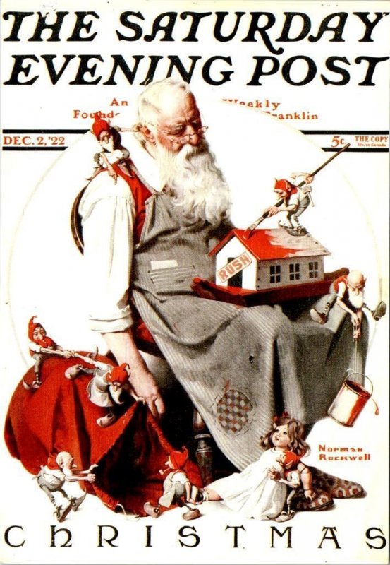 2~4X6 Postcards NORMAN ROCKWELL Saturday Evening Post Repros CHRISTMAS & SANTA
