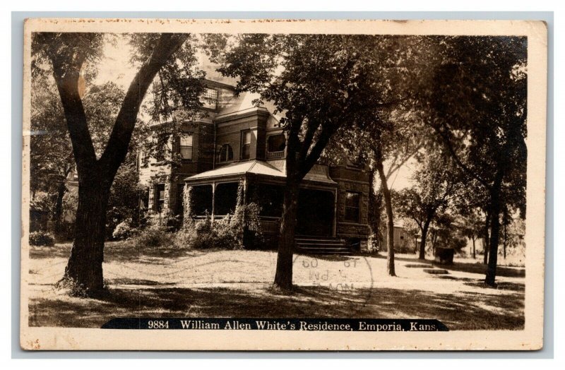 Vintage 1909 Photo Postcard William Allen White Residence Emporia Kansas