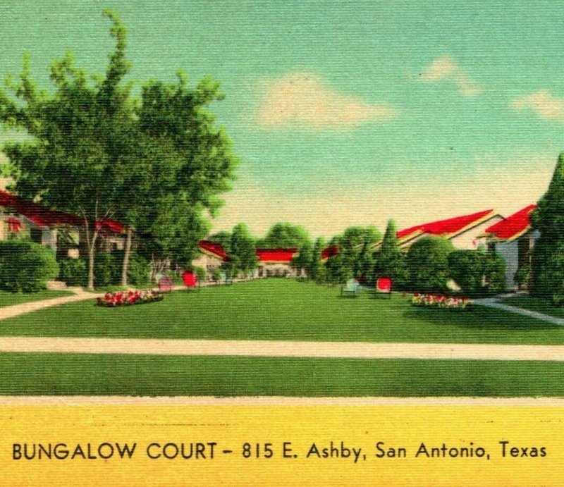 Vtg Linen Postcard San Antonio Texas TX Bungalow Court 815 East Ashby Unused