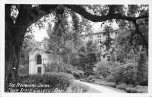 Ames Iowa~Iowa State University~Memorial Union~Lots of Trees in Front~1957 RPPC