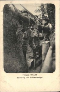 WWI Feldzug German Soldiers in Trenches Vintage Postcard
