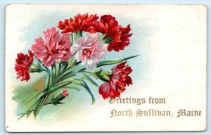 Greetings from NORTH SULLIVAN, Maine ME ~ Embossed Hancock County 1910s Postcard