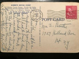 Vintage Postcard 1954 Robert's Motor Court U.S. Route 301 Emporia Virginia 