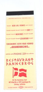 Restaurant Dannebrog Solvang California 20 Strike Matchbook Cover