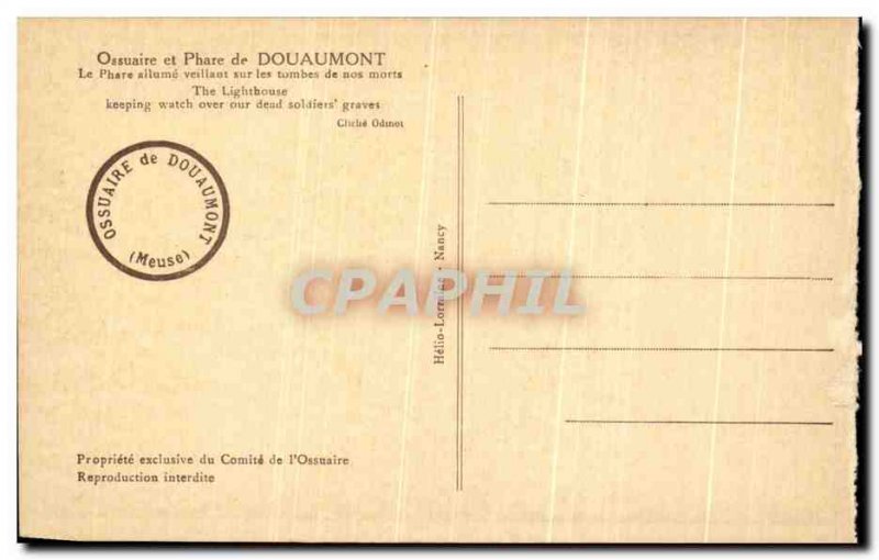 Old Postcard Douaumont Ossuary Lighthouse Lighthouse lights Militaria