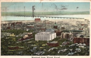Vintage Postcard 1928 Montreal From Mount Royal Panorama Buildings Canada
