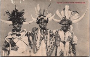 South Africa Typical African Ricksha Boys Vintage Postcard C135