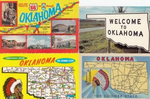 Welcome To Oklahoma 4x Red Indian Map Postcard s