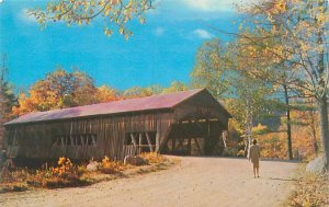 Thetford Center Vermont  Covered Bridge  Chrome Postcard Unused