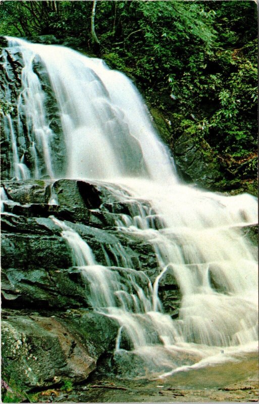 Laurel Falls Great Smoky Mountains National Park Waterfall Postcard VTG UNP  