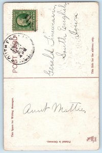 South English Iowa IA Postcard Christmas Little Girl Holly Berries Embossed 1909