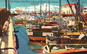 Vintage Postcard Little Naples West Fisherman's Wharf San Francisco California