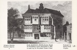 Queens Head Tavern Pub Hotel Essex Road Islington London Postcard