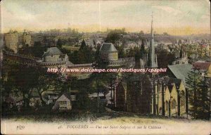 Fougeres Old Postcard View Saint Sulpice and the castle