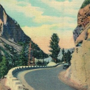 USA Sylvan Pass From The East Yellowstone National Park Linen Postcard 07.63