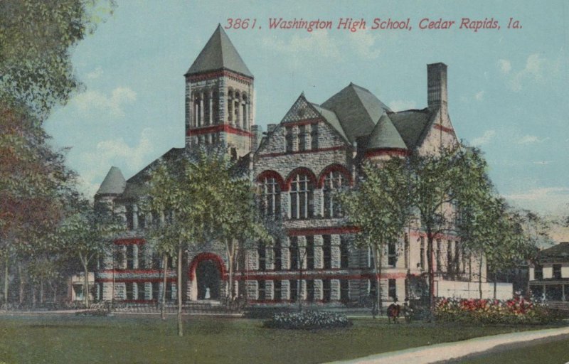 Postcard Washington High School Cedar Rapids Iowa IA