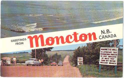 Greetings from Moncton, New Brunswick Canada 1957 pre-zip code Chrome