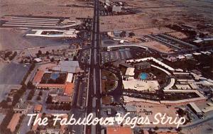 LAS VEGAS NV~FABULOUS VEGAS STRIP~AERIAL VIEW POSTCARD 1960s