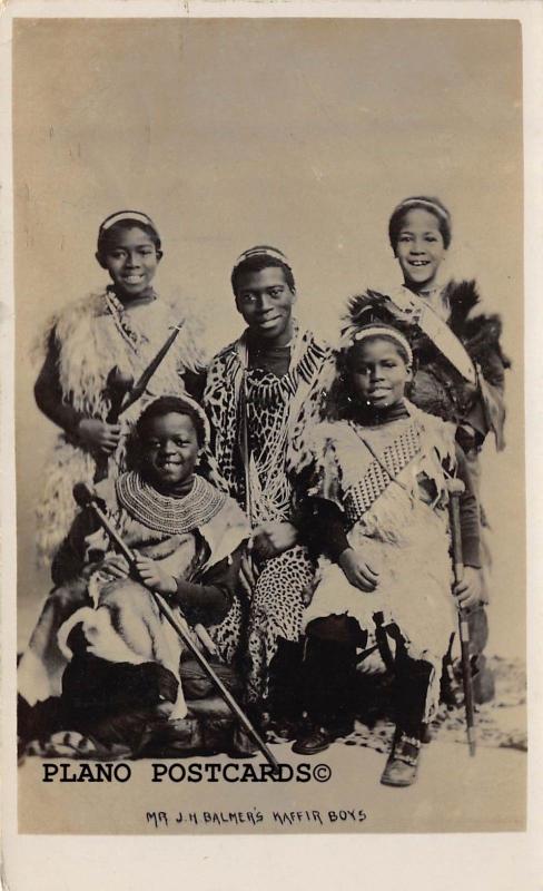 BLACK AMERICANA J.H. BALMER'S KAFFIR BOYS REAL PHOTO POSTCARD