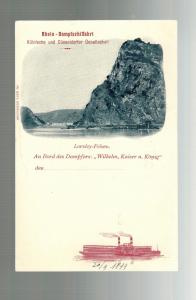 Mint 1899 Germany Rhine Steam Ship Picture Postcard Wilhem Kaiser