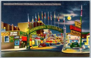 San Francsico California 1940s Postcard International Settlement Barbary Coast