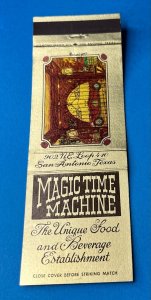 Vintage Matchbook Cover Magic Time Machine Restaurant San Antonio, Texas MB155