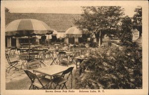 Schroon Lake New York NY Brown Swan Pub Patio c1920s Postcard