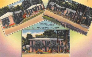 Travelodge Motel St Augustine Florida 1940s linen postcard