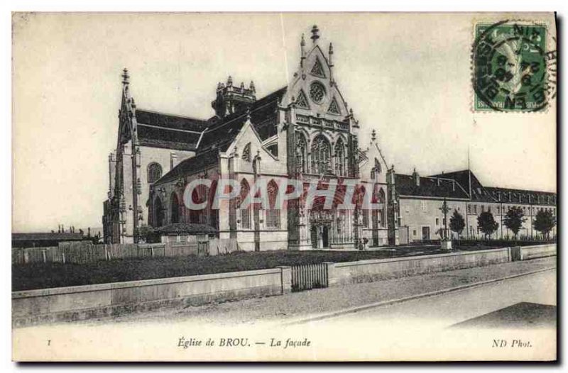 Old Postcard Bourg Brou Church facade