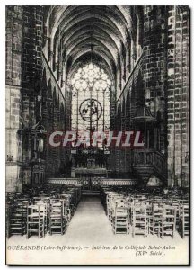 Old Postcard Guerande (Loire Inferieur) Interior of the Collegiate St. Aubin ...