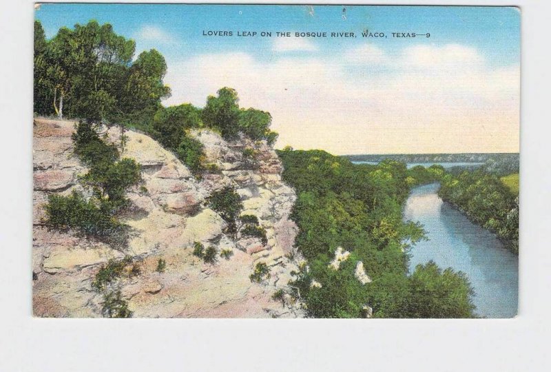 PPC POSTCARD TEXAS WACO LOVERS LEAP ON BOSQUE RIVER