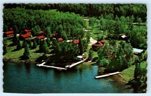 SIOUX NARROWS, Ontario Canada ~ Aerial View HAGEN'S CEDAR LODGE 1972  Postcard