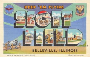 J61/ Belleville Illinois Postcard Linen Scott Field Keep Em Flying  122