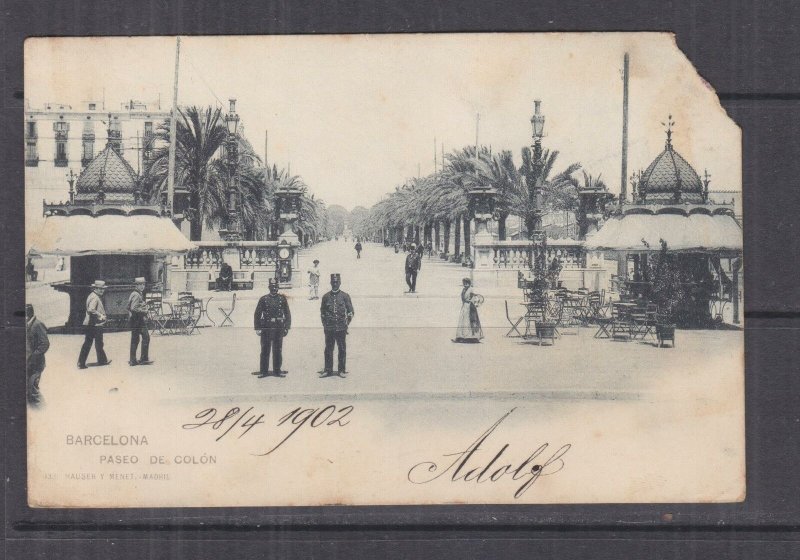 SPAIN, 1902 ppc. Barcelona, Paseo De Colon, 5c. to Austria.