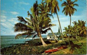 Vtg 1970s St Peter's Church Coastine Big Island Kona Hawaii Postcard